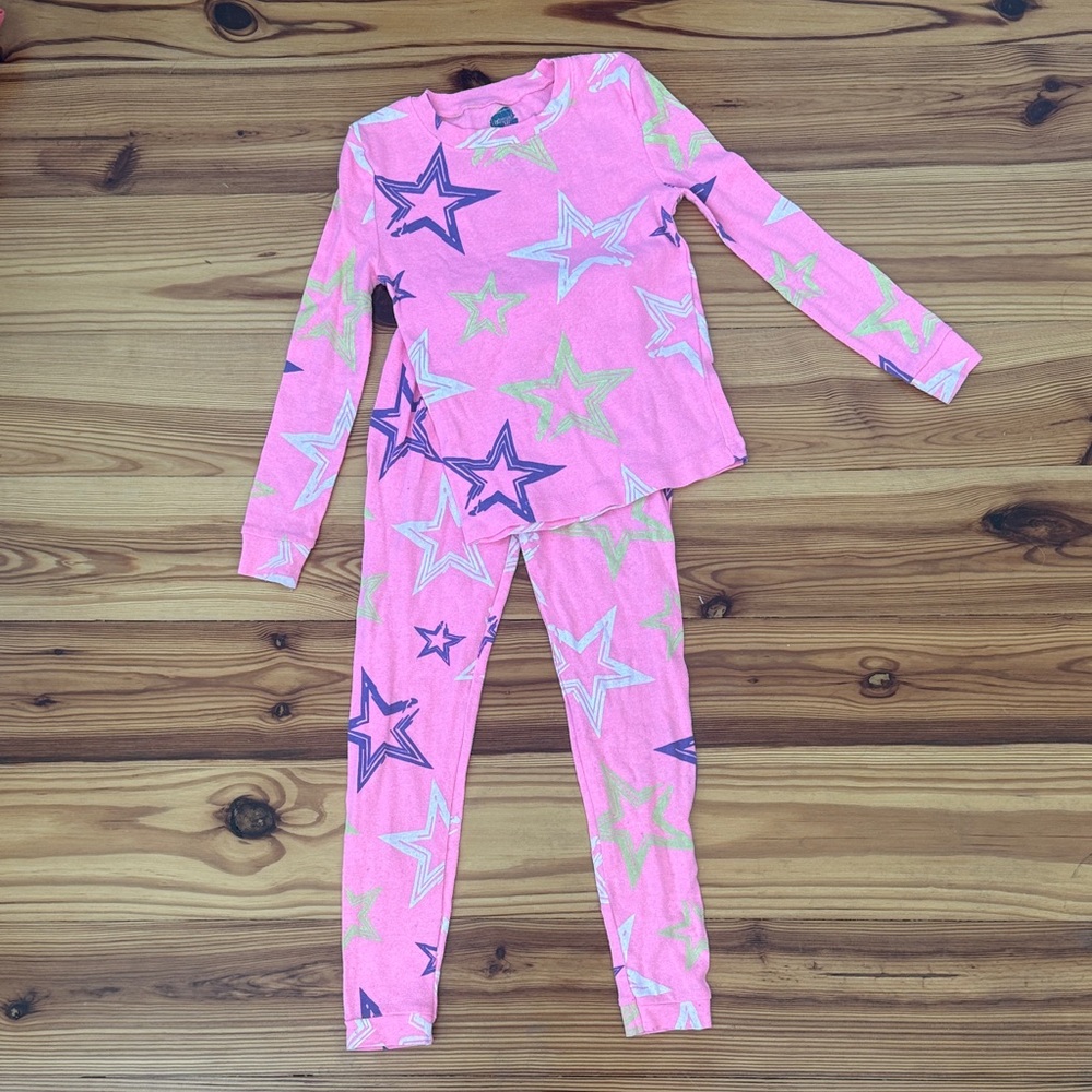 Starry Neon Pink Kids Pajama Set